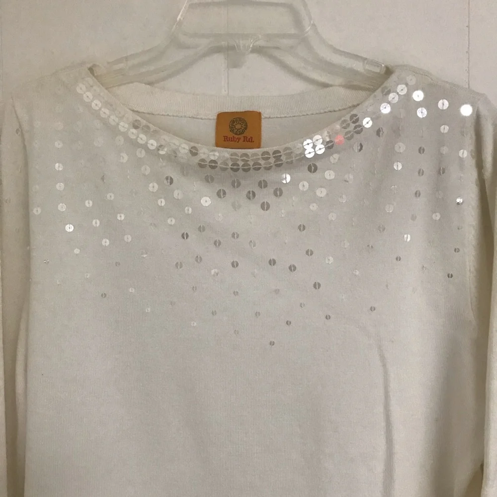 Ruby Rd. Knit sequined top. Medium - Picture 3 of 4